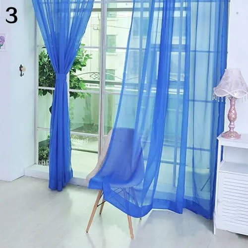 Miniatura 11 de Cenefas de Gauzy ligeras Cortina de ventana de puerta Cortina Sheer Home Wedding Decor - Negro