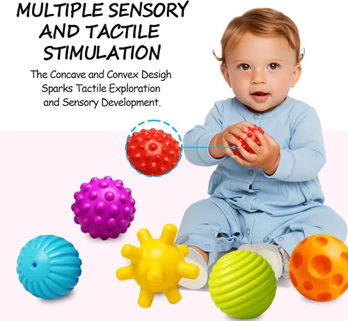 Miniatura 3 de Bolas de bebé para niños pequeños de 1 a 3 años, juguetes de baño para bebés de 6 a 12 meses, juego de bolas sensoriales suaves para bebés, set