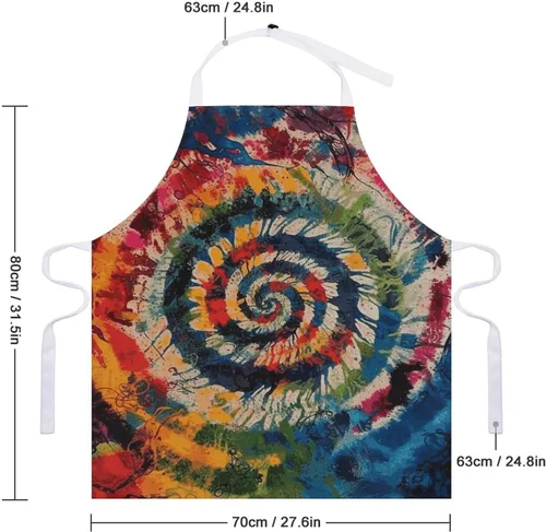 Miniatura 2 de Colorful Spiral Tie Dye Aprons Waterproof Cooking Kitchen Apron Unisex Adjustable Bib Apron with Pocket Restaurant Chef Works Aprons for Waitress