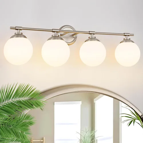 Miniatura 11 de Rayogale Lámparas de baño doradas, ETL 2 luces de tocador sobre espejo con vidrio esmerilado, iluminación suave, apliques de baño de 15 pulgadas