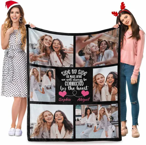 Miniatura 2 de Manta de collage de fotos personalizada con mensaje de amor y nombres, manta suave para niñas y hermanas, sofá cama, 30 x 40 pulgadas