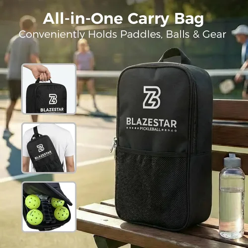 Miniatura 7 de X Blazerstar - Juego de 2 palas de pickleball aprobadas por USAPA, raquetas de fibra de vidrio con 4 bolas duraderas para exteriores y 1 bolsa, Azul