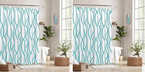Miniatura 23 de Biscaynebay Cortina de baño de tejido texturizado con estampado dinámico Gris Plata
