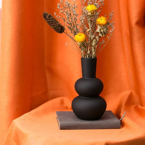 Miniatura 3 de Jarrón de cerámica negra, jarrones modernos para hierba de las pampas, jarrones de arcilla mate para decoración de boda, para mesa, sala de estar
