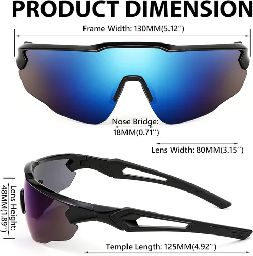 Miniatura 5 de FEISEDY Gafas de sol deportivas, con 5 lentes para hombres y mujeres, TR90 ligeras, béisbol, ciclismo, motocicleta, correr, golf, B2940