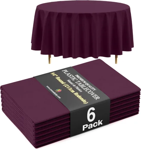 Miniatura 43 de Exquisite 66% Thicker Premium Aqua Round Tablecloth 0.5 Mil 6 Pack Plastic Table Cloth Disposable 84 Inch Round Plastic Tablecloth Won't Tear Easily