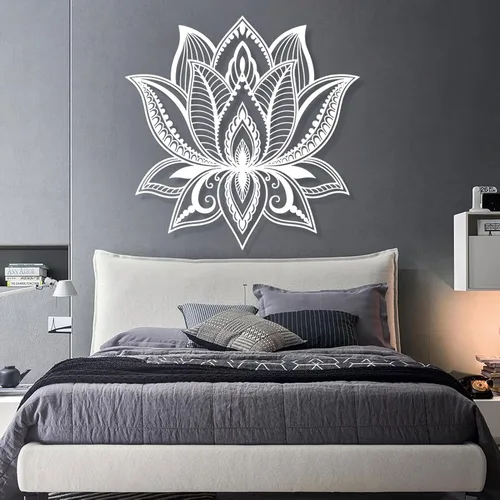 Miniatura 7 de Arte de pared de mandala, arte de pared de metal con flor de loto, decoración de pared de mandala de metal grande, arte de pared de mandala de loto