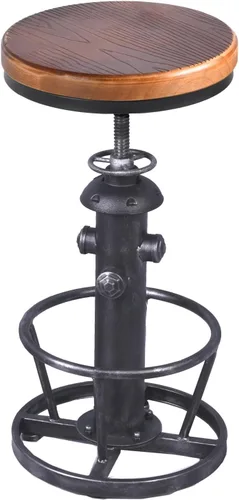 Miniatura 11 de Topower Taburete de bar de cocina de diseño hidrante de fuego retro vintage de estilo industrial deca steampunk envejecido, fondo redondo, altura