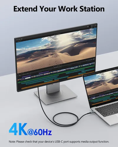 Miniatura 3 de SUNGUY Cable USB C 3.2 Gen2 de 3.3 pies, 240 W PD USB C, carga rápida, transferencia de datos de 20 Gbps, salida de video 4K, cable de pantalla tipo