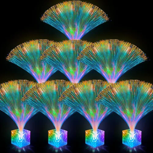 Miniatura 10 de Amylove 16 mini lámparas de fibra óptica a granel con luz LED cambiante de color para centro de mesa que brilla en la oscuridad, suministros