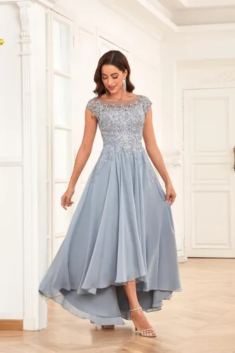 Miniatura 3 de Vestidos de novia para mujer, de gasa, con encaje, formal, para madre y novio, con bolsillos