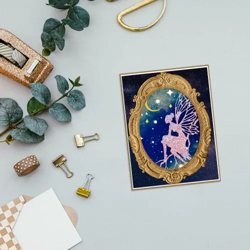 Miniatura 4 de Troqueles de corte de elfo de mariposa para hacer tarjetas, troqueles de hadas de flores, muere de hada de mariposa, rama lunar, plantilla