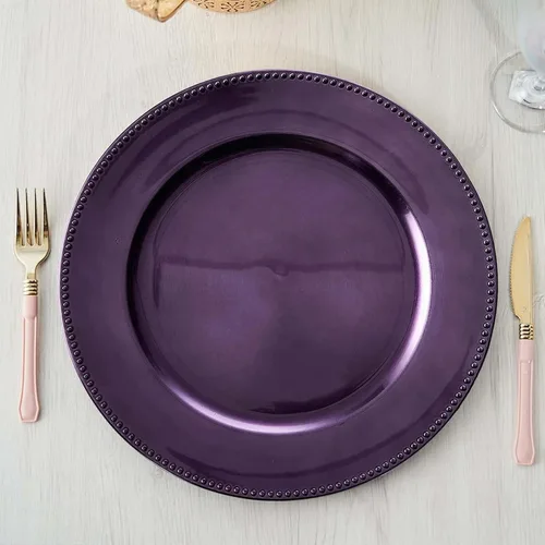 Miniatura 17 de Efavormart - 6 platos de carga redondos con cuentas negras de 13 pulgadas para decoración de mesa, vacaciones, boda, catering, decoración de eventos