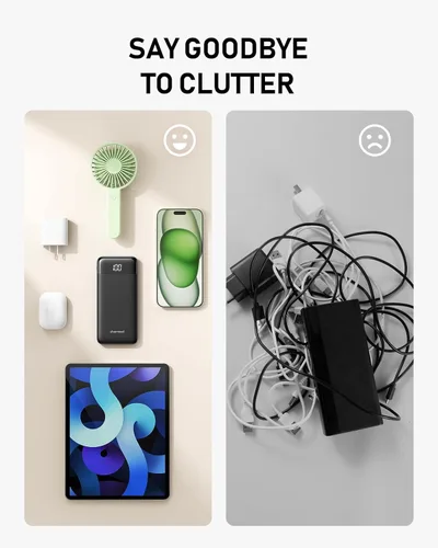 Miniatura 3 de Charmast Cargador portátil con cables incorporados, batería externa delgada de 10,000 mAh, cargador externo de alta velocidad con puerto USB C