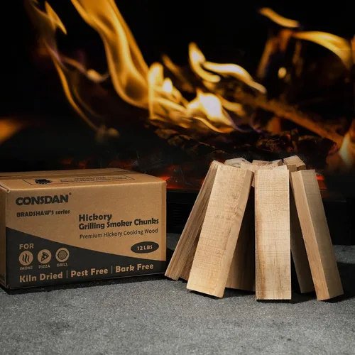 CONSDAN Astillas de madera de nogal para ahumador y barbacoa, cultivadas en Estados Unidos, secadas al horno, trozos de madera natural (12 libras)