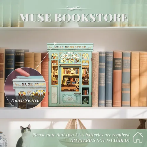 Miniatura 3 de Cutefun Kit de Rincón de Lectura - Kit de Casa de Muñecas en Miniatura DIY 3D, Rompecabezas de Madera Decorativo Creativo para Adultos, Sujetalibros