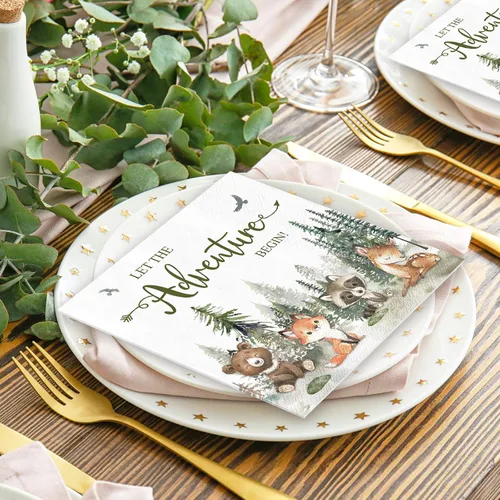 Miniatura 6 de JarThenaAMCS 80 servilletas de papel con texto en inglés «Let The Adventure Begin» (Let The Adventure Begin), servilletas de papel desechables