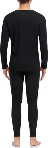 Miniatura 4 de COLORFULLEAF Conjunto de ropa interior térmica de algodón para hombre, ropa interior térmica de algodón para hombre, capa base, clima frío