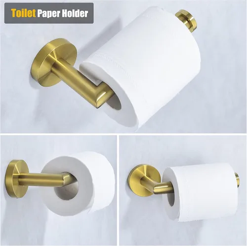 Miniatura 2 de Soporte de papel higiénico para baño, soporte de pared dorado cepillado SUS304, acero inoxidable, 96018-6BG.