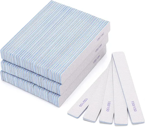 Miniatura 15 de 10 unidades de limas de uñas de grano 80/80 rectangulares para uñas acrílicas, limas de pulido reutilizables de doble cara, tableros de lima de uñas