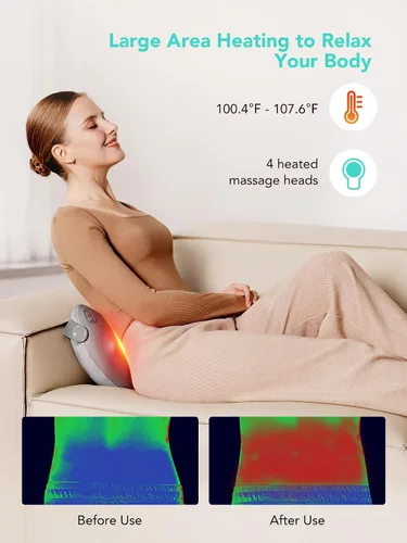 Miniatura 5 de SKG Shiatsu - Masajeador de espalda para aliviar el dolor, tejido profundo con calor 4D, almohada de masaje eléctrica inalámbrica, regalos de San