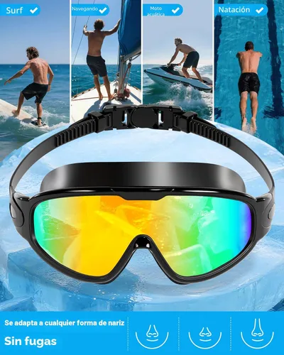 Miniatura 7 de Aegend - Nuevas gafas de natación de visión amplia para adultos, con protección antiniebla/UV, sin fugas, con tapones para los oídos para hombres