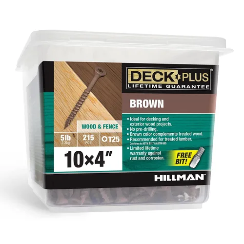 Deck Plus Tornillos para valla y madera exterior con revestimiento epoxi de 4 pulgadas #10 x 4 Torx/Star Drive Incluido, rosca gruesa, tornillo