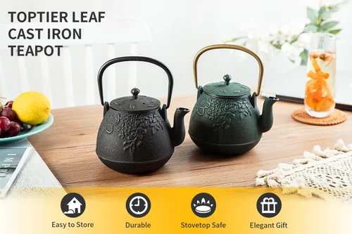 Miniatura 2 de Toptier Mini Tetera Pequeña, Tetera de Hierro Fundido Súper Pequeña para Estufa, Hervidor de Té Japonés del Tamaño de la Palma de la Mano Seguro