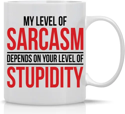 CBTwear My Level Of Sarcasm Depends on Funny Sarcasm Depends on Funny Sarcástico de cerámica, decoración de escritorio inspiradora para la oficina,