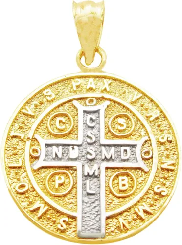 Miniatura 2 de Dije de oro amarillo de 10 quilates Medalla De San Benito de Nursia, Oro amarillo, Sin piedra