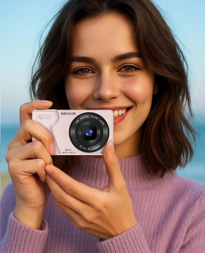 Miniatura 8 de Cámara digital 4K para fotografía: cámara de enfoque automático de 64 MP con doble lente, zoom digital 18X, cámara de punto y disparo pequeño