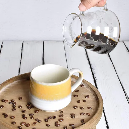 Miniatura 5 de Bosmarlin Juego de 2 tazas grandes de cerámica para café con leche, 18 onzas, taza de té grande de cerámica amarilla para oficina y hogar, apta