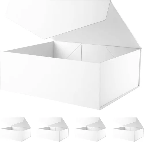 Miniatura 11 de BLK&WH Caja de regalo de 9 x 6.5 x 3.8 pulgadas, caja de regalo negra, caja de padrino, caja plegable con tapa de cierre magnético para embalaje