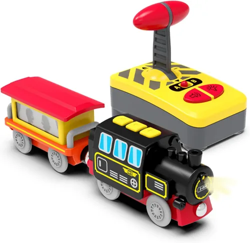 Miniatura 2 de Juguete de tren de locomotora a pilas para pistas de madera, vehículos de control remoto para niños pequeños, compatible con Thomas, Brio