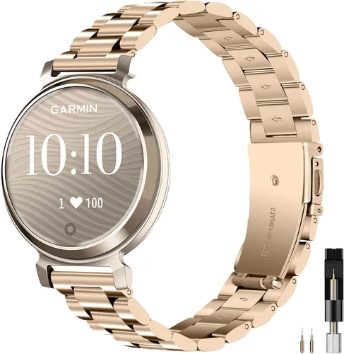 Miniatura 11 de Miimall Metal Band Compatible for Garmin Lily 1/2 Active Bands for Women, Lightweight, Slim Luxury Stainless Steel Replacement Strap Bracelet Oro