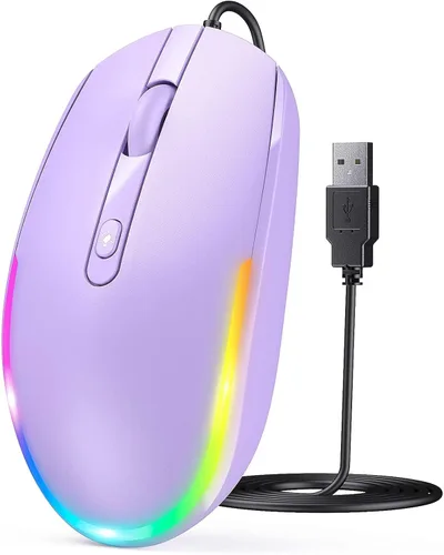 seenda Ratón con cable - Ratones de computadora USB con cable con retroiluminación RGB LED óptico con cable USB adjunto para portátiles, portátiles,