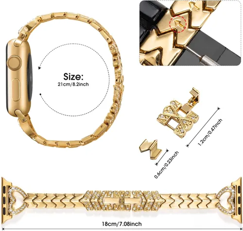 Miniatura 4 de SaNgaiMEi Correas brillantes compatibles con Apple Watch Band de 38/40/41/42/44/1.772 in, para mujeres y niñas, iWatch Series 8/7/6/5/4/3/2/1/SE