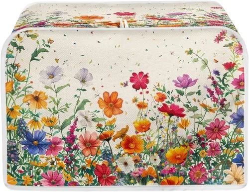 Miniatura 12 de Cubierta para tostadora de flores coloridas de 2 rebanadas de ranura ancha, a prueba de polvo, protectores de huellas dactilares y protección contra