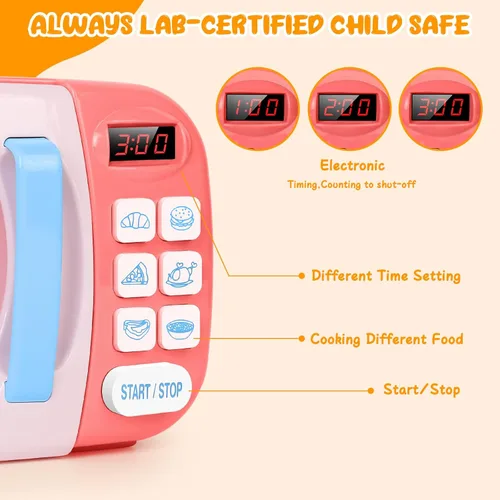 Miniatura 3 de Juego de cocina para microondas con sonido ligero para niños con comida falsa y arcilla de masa de juego de 6 colores, ideal para niños pequeños