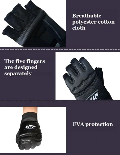 Miniatura 2 de Guantes de taekwondo para hombre y niños, saco de boxeo, artes marciales, artes marciales, artes marciales, lucha, grappling, Muay Thai, Negro