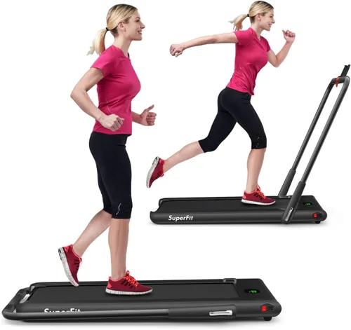 GYMAX - Alfombrilla de caminar, 2 en 1, instalación gratuita, debajo del escritorio, caminadora con aplicación inteligente, control remoto y