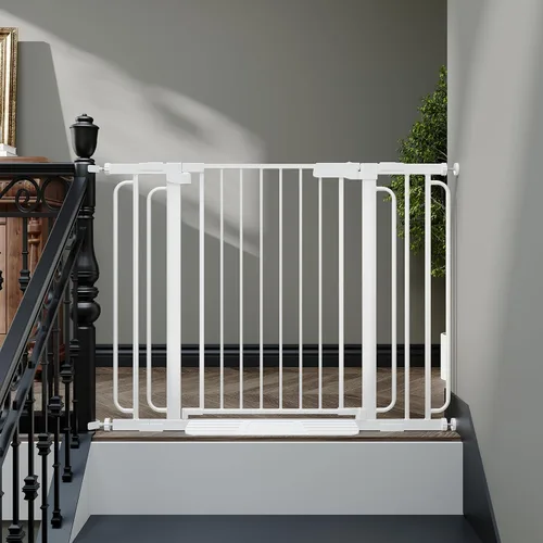 Miniatura 12 de Puerta de bebé extra ancha con puerta 53.4-62 pulgadas montada a presión, puerta de seguridad para niños y bebés con cierre automático para puertas