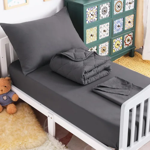 Miniatura 44 de NTBAY Juego de edredón Twin con sábanas, juego de ropa de cama Twin suave y transpirable de 5 piezas, cama Twin en una bolsa, juego de edredón Gris
