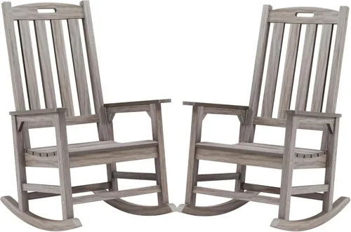 Miniatura 13 de Psilvam Mecedora de gran tamaño para exteriores, con asiento de 21 pulgadas de ancho y respaldo de 32 pulgadas de alto, premontada con la mayoría