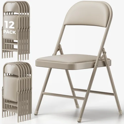 Miniatura 32 de Paquete de 2 sillas plegables, sillas de comedor plegables de piel sintética con asiento y respaldo acolchados, juego de sillas plegables