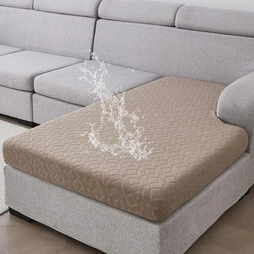 Miniatura 50 de Genina Fundas de cojín para sofá impermeables, fundas elásticas para sofá seccional, funda de cojín lavable, antideslizante, con parte inferior