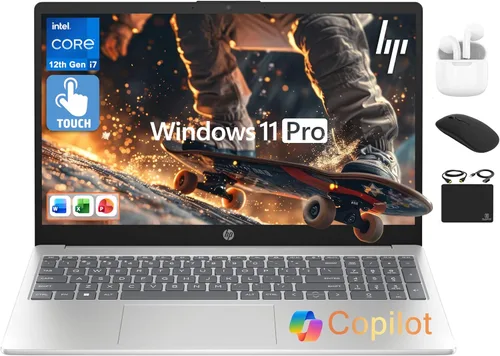 HP 2025 Flagship 15.6" FHD pantalla táctil portátil, procesador Intel i7 de 10 núcleos, 16 GB RAM, almacenamiento de 1 TB (SSD de 500 GB + Ext de