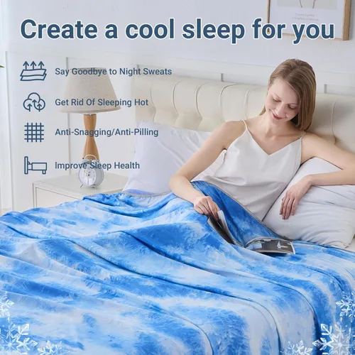 Miniatura 4 de Manta refrescante para durmientes calurosos tamaño individual 60"x80", manta de verano ultra fría que absorbe el calor para mantener el cuerpo