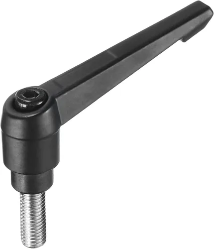Miniatura 55 de uxcell Manija de palanca de sujeción ajustable M5 x 0.787 in óxido negro métrico acero al carbono macho roscado perillas de mano con botón