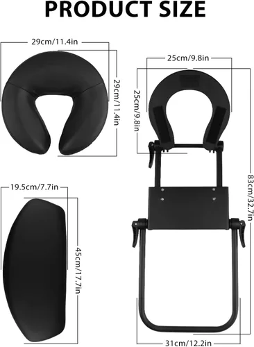 Miniatura 3 de TOROKOM Soporte ajustable para reposacabezas y almohada facial (color negro)